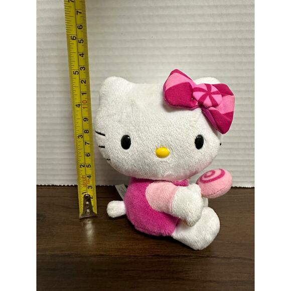 Hello Kitty Plush Toy with Lollipop Pink Bow Sanrio Jakks  5" 2010 - Picture 1 of 6